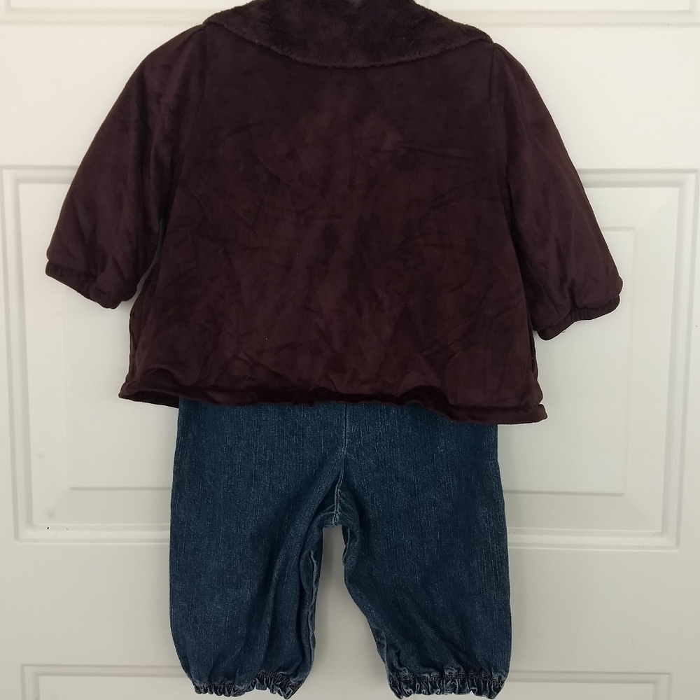 Gymboree Denim Overalls 6-12 Mo Romper & Jacket - Picture 4 of 12